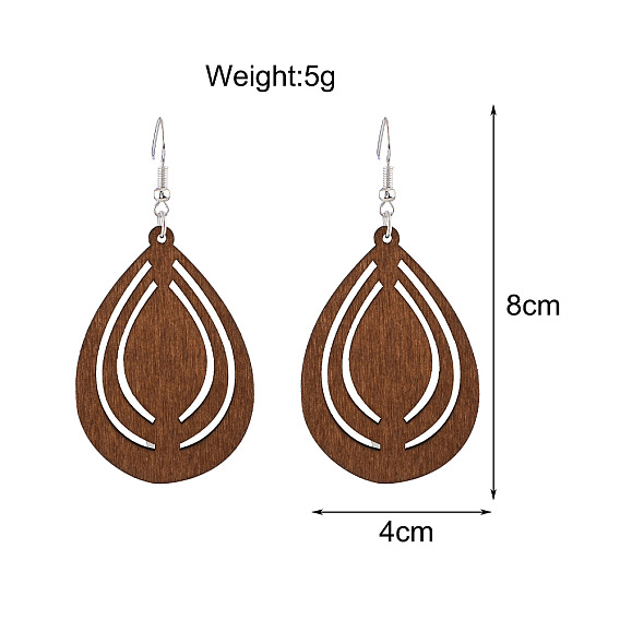 Серьги-подвески в форме капли из полого дерева, платина