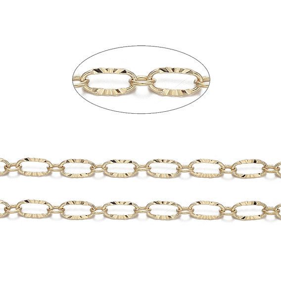 Латунные текстурированные овальные звенья цепи, Фигаро-цепи, пайки
