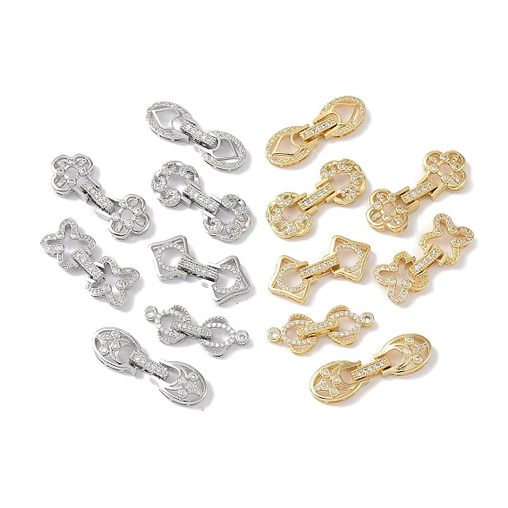 Реечное покрытие латунь микро паве прозрачный кубический цирконий складные застежки, без кадмия и без свинца, долговечный