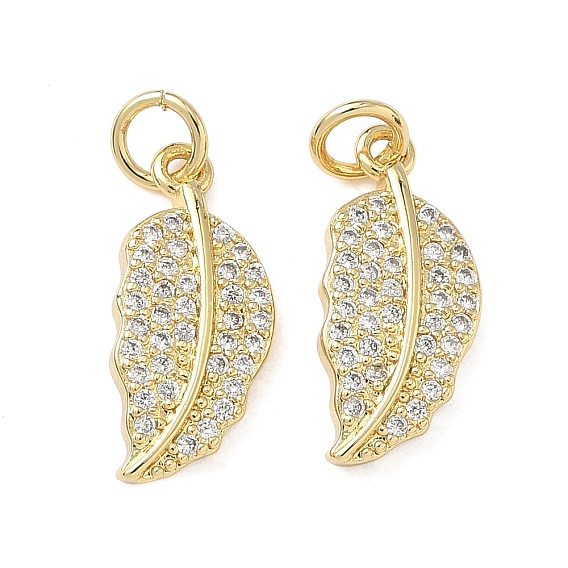 Латунные микропаве прозрачные кубические циркониевые подвески, лист прелести