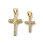 Латунные микро проложить кубического циркония подвески, крестик, без свинца и без кадмия, долговечный