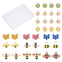 34Pcs 13 Style Alloy Pendants, with Enamel, Flower & Bees & Honeycomb