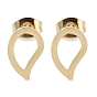 PVD Vacuum Plating 304 Stainless Steel Stud Earrings for Women, Hollow Teardrop