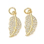 Латунные микропаве прозрачные кубические циркониевые подвески, лист прелести