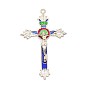 Сплав эмали крест распятие подвески, на Пасху, серебряные, 49x31x5 мм, отверстие : 1 мм