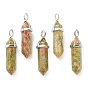 Natural & Synthetic Gemstone Pendants, with Platinum Tone Brass Findings, Bullet
