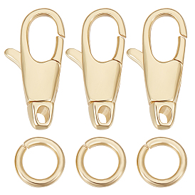 6шт. латунные поворотные карабины-клешни, с 20шт 304 открытыми соединительными кольцами из нержавеющей стали