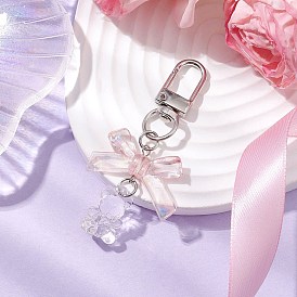 Acrylic Bowknot & Bear Pendant Decorations, Alloy Swivel Clasps Charms for Keychain, Purse, Backpack Ornament