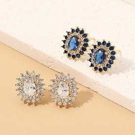 Fashion jewelry copper micro-paved zircon stud earrings temperament earrings versatile jewelry women earring