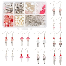SUNNYCLUE DIY Earring Making Kits, Including Alloy Bead Caps & Cone & Pendants, Glass & Glass Pearl & Acrylic Beads, Brass Pins & Earring Hooks