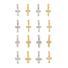 Ion Plating(IP), 304 Stainless Steel Pendants, with Cubic Zirconia, Cross Charm