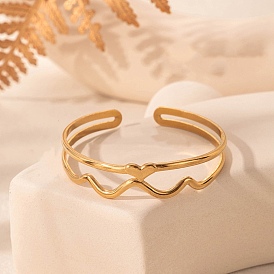 304 женские браслеты-манжеты из нержавеющей стали, сердце