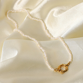 18Жемчужное ожерелье с позолоченным покрытием и пружинной застежкой для женщин