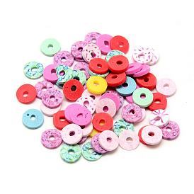 Perles en fimo faits à la main, disque / plat rond, perles heishi