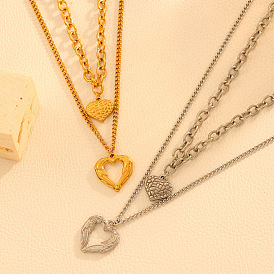 2 шт. 304 подвеска в виде крылатого сердца из нержавеющей стали, двухслойные ожерелья для женщин