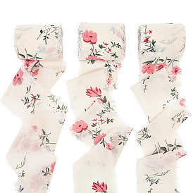 5м полиэстеровая лента с бахромой и цветочным принтом, лента с необработанным краем, для свадебных приглашений, букеты, Подарочная упаковка