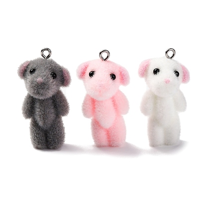 Кулоны из флокированной смолы, с железной платиной петлей, медведь