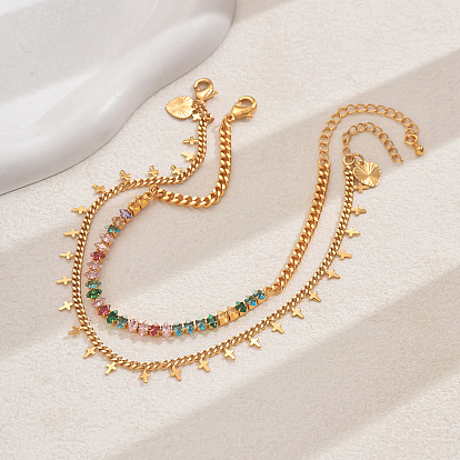 Старинные латунные браслеты на ногу из кубического циркония для женщин, идеально подходит для пляжного отдыха