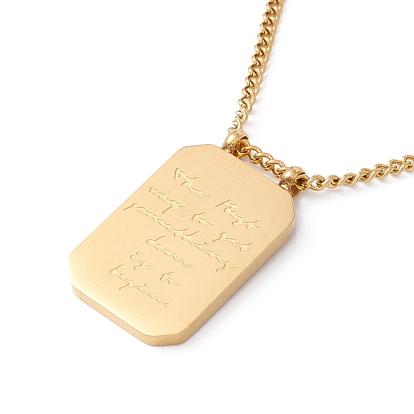 Octagon with Word Tag Pendant Necklace, Ion Plating(IP) 304 Stainless Steel Jewelry for Women