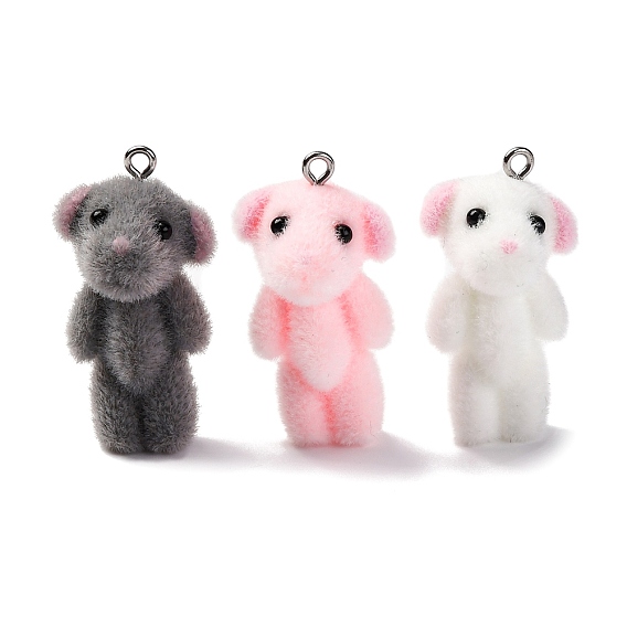 Кулоны из флокированной смолы, с железной платиной петлей, медведь