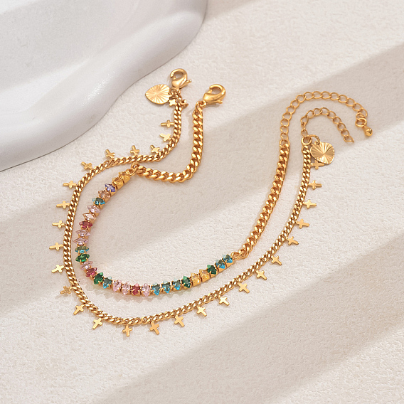 Старинные латунные браслеты на ногу из кубического циркония для женщин, идеально подходит для пляжного отдыха