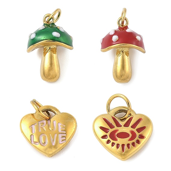 304 нержавеющей стальной эмали подвески, с целью перехода в кольце, подвеска в виде гриба и сердца