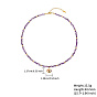 Stainless Steel Enamel Eye Pendant Necklaces, with Natural Amethyst Beaded Chains