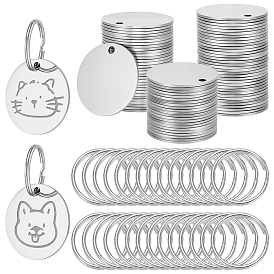 Сделай сам наборы для ключей, включая подвески из нержавеющей стали и разъемные брелоки из железа., плоско-круглые