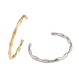 304 Браслеты-манжеты из нержавеющей стали с бамбуковым шарниром для женщин