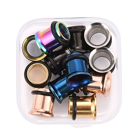 12 piezas 6 colores 316 tornillos quirúrgicos de acero inoxidable medidores de oreja túneles de carne tapones