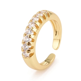 Bagues de manchette en zircone cubique transparente, sans cadmium et sans nickel et sans plomb, anneaux ouverts en laiton pour femmes