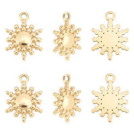 6Pcs Ion Plating(IP) 316 Surgical Stainless Steel Pendants, Sun