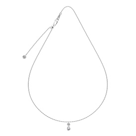 Прозрачный кубический цирконий плоский круглый кулон в форме капли 925 ожерелья из стерлингового серебра с цепочкой для женщин, родий