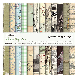 24 Sheets 12 Styles Vintage Travel Theme Scrapbooking Paper Pads, Simple Junk Journal Decorative Craft Paper Pad