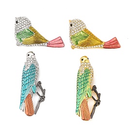 Bird Zinc Alloy Rhinestone Pins, Enamel Brooches for Backpack Clothes