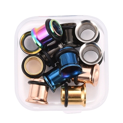 12 piezas 6 colores 316 tornillos quirúrgicos de acero inoxidable medidores de oreja túneles de carne tapones