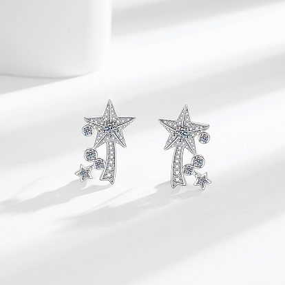 Серьги-гвоздики из латуни с прозрачным фианитом и прозрачным фианитом