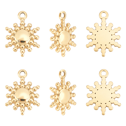 6Pcs Ion Plating(IP) 316 Surgical Stainless Steel Pendants, Sun