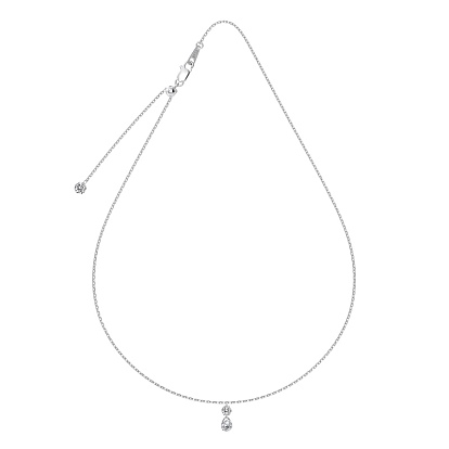 Прозрачный кубический цирконий плоский круглый кулон в форме капли 925 ожерелья из стерлингового серебра с цепочкой для женщин, родий