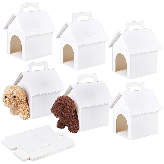 Cardboard Paper Pet Gift Packing Boxes with Window and Handles, House Shape