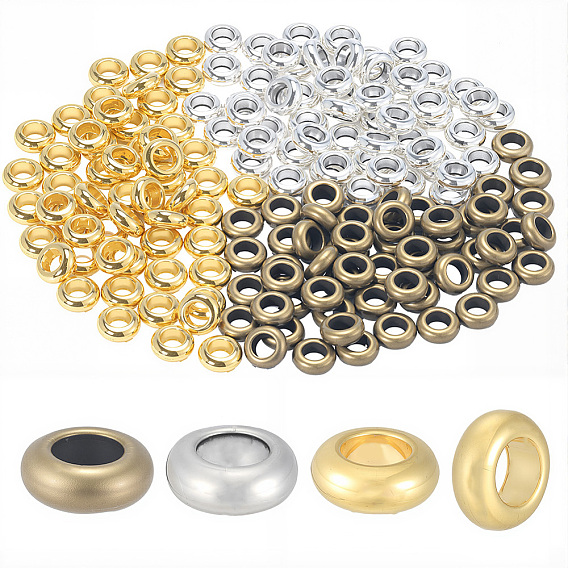 300шт 3 цвета сплава разделительные бусины, рондель, без кадмия, без никеля и без свинца