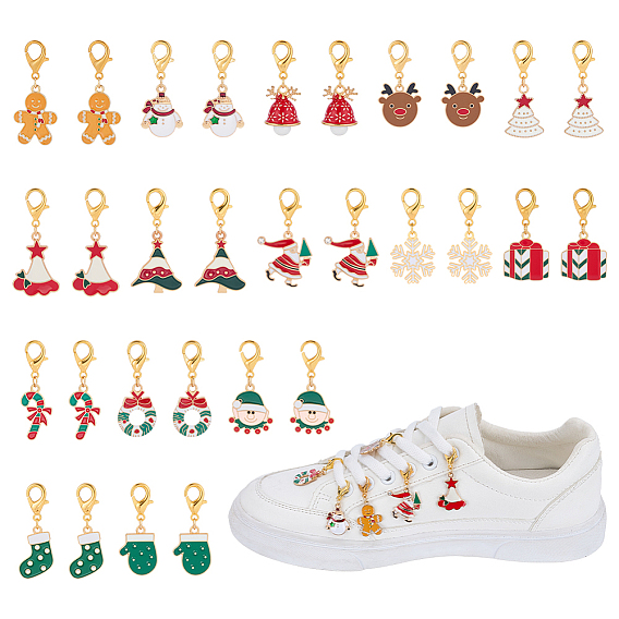 30шт 15 стиль сплав эмаль подвесные украшения, Сплав с застежками когтя омара, золотой свет