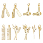 10pcs 5 styles série soins capillaires support plaqué laiton et pendentifs en zircone cubique, sans cadmium et sans plomb, plaqué longue durée, avec anneau de saut