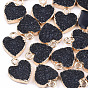 Electroplate Druzy Resin Pendants, with Iron Findings, Heart, Light Gold