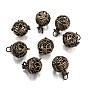 Round Brass Hollow Cage Pendants, For Chime Ball Pendant Necklaces Making, Lead Free & Cadmium Free, 31x29x25mm, Hole: 6x7mm