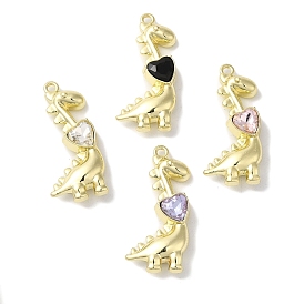 Rack Plating Alloy Pendants, with Rhinestone, Cadmium Free & Nickel Free & Lead Free, Giraffe Charms, Mixed Color