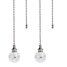 Round Natural Quartz Crystal Pendants, with Platinum Plated Iron Ball Chains