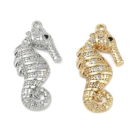 Brass Micro Pave Cubic Zirconia Pendants, Sea Horse