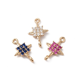 Brass Pave Glass Connector Charms, Star Links, Golden