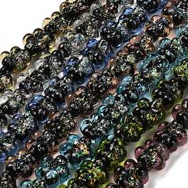 Handmade Dichroic Foil Glass Beads Strands, Plum